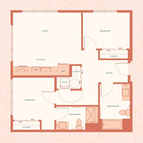 The Warren in Spokane, WA Two Bedroom Two Bathroom A Floor Plan